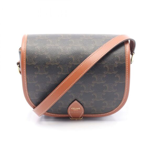 Celine Falco Medium Bag Triomphe Coated Canvas Shoulder Bag - Picture 1 of 5